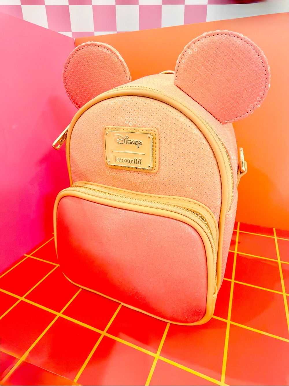 Loungefly Mickey Mouse Glitter Sequin Convertible Mini Backpack & Crossbody Bag